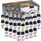 KVM Tattoo Ink with 28 Colors 0.5 oz (15 ml)/Bottle Easy to Color | Indoor Tattoo Studio is Renowned for Its Smooth Flow Characteristics Unlocking Unlimited Possibilities for Tattoo Creation