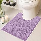 Flotstiga Toilet Rugs U Shaped Washable 20''x20'',Ultra Soft Absorbent Chenille Non Slip Contour Bathroom Rugs for Toilet,Dry Quickly, Machine Washable Bath Mats,Lavender Purple
