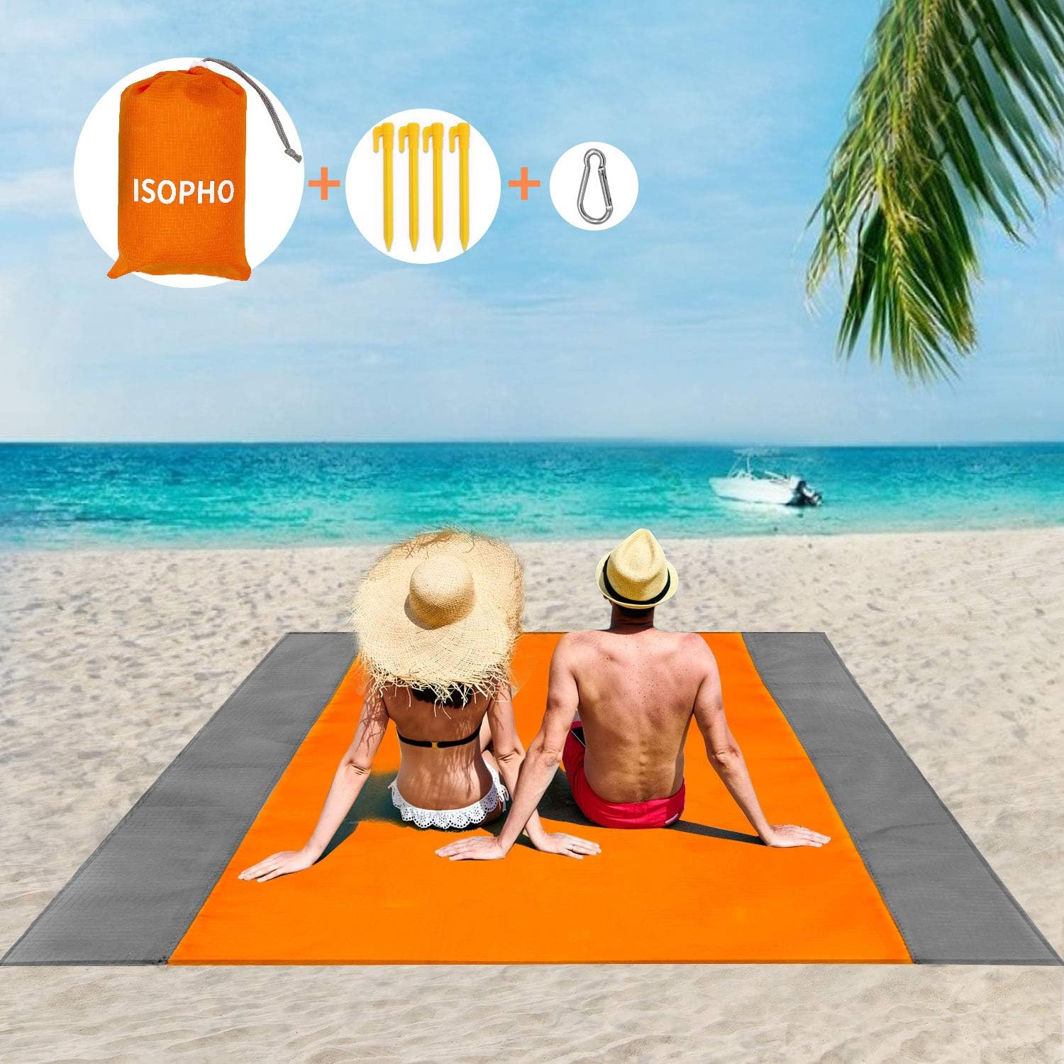 ISOPHO Beach Mat Picnic Blanket, Extra Large 210 x 200cm Beach blanket