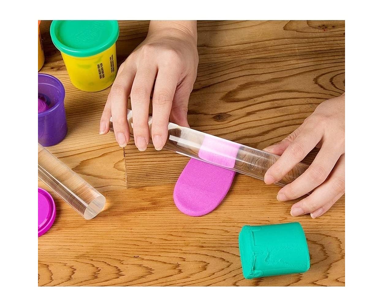 DS. DISTINCTIVE STYLE Acrylic Clay Roller and A4 Size Acrylic Sheet for Polymer Clay Rolling Pin with Clear Board Sheet DIY Rolling Tools for Clay Modelling and Shaping