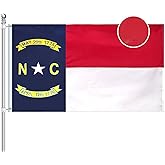 EMBROID North Carolina Flag 3x5,Fully Embroidery Technique,Tear Resistant,Sewn Stripes and Brass Grommets,Upgraded High-strength Polyester Fabric,All Weather Durable State Flags.