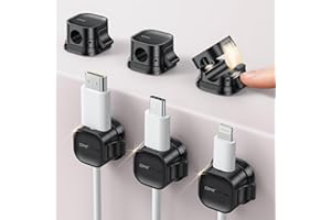 6Pack Cord Organizer, [1s Lock Dual Spring] Adhesive Cable Clips - OMOTON Cable Holder Wire Clips, Under Desk Cable Management, Phone Charger Cord Holder for Nightstand, Office Accessories