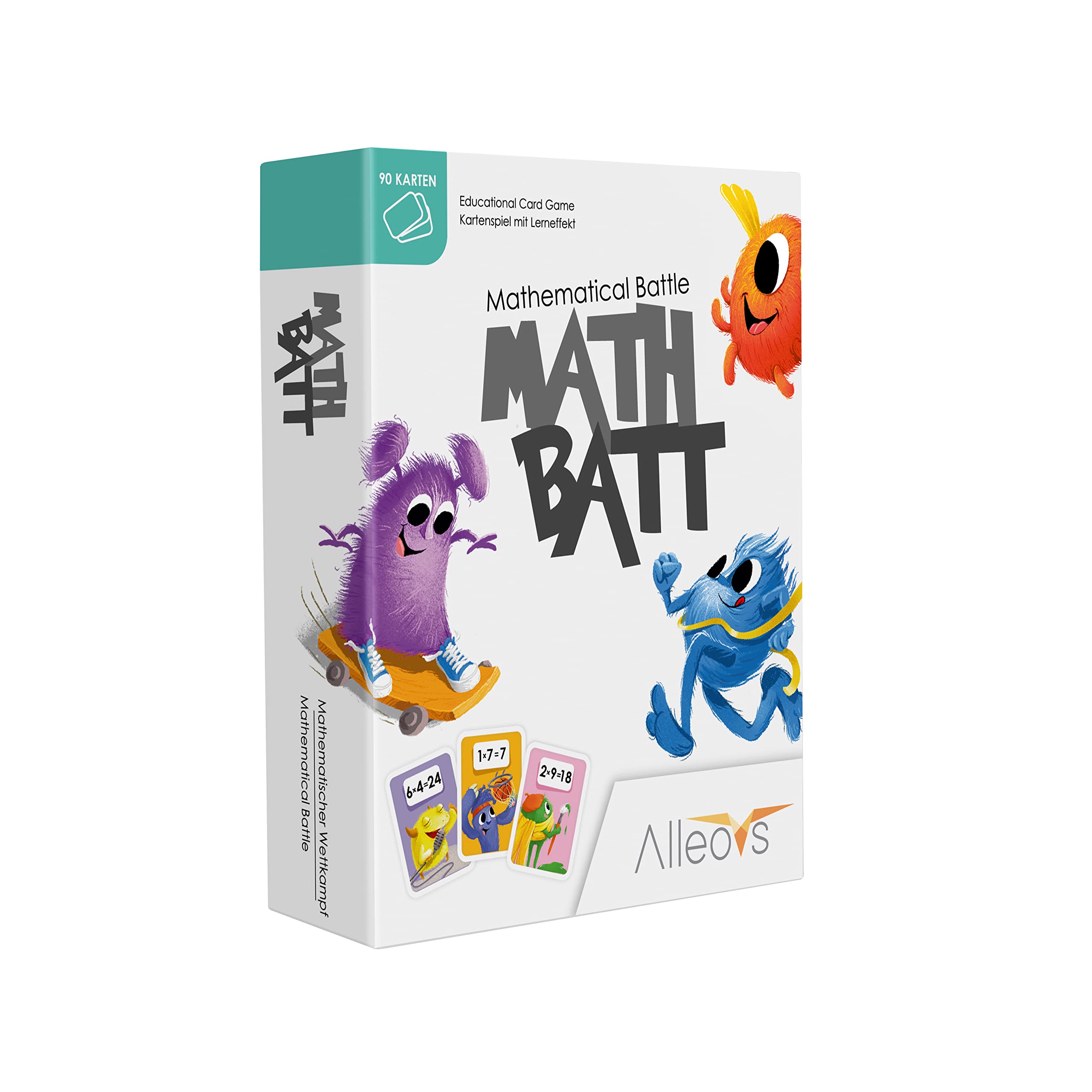 ALLEOVS® Math-Batt Educational Multiplication Toy- 90 Cards for Learning Times Tables - Fun Brain Activity for Children and Families - Maths Game for School Kids Age 7 Years Old and Up
