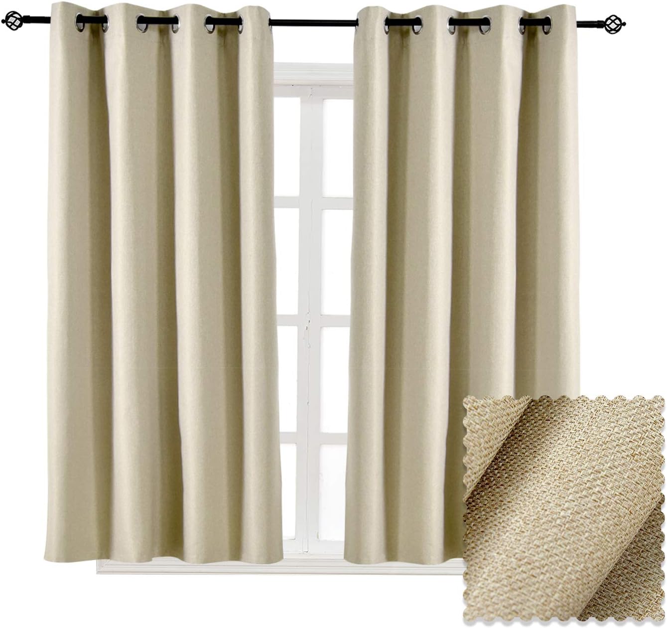 Amazon Com Allbright Faux Linen Blackout Curtain Panels Bedroom