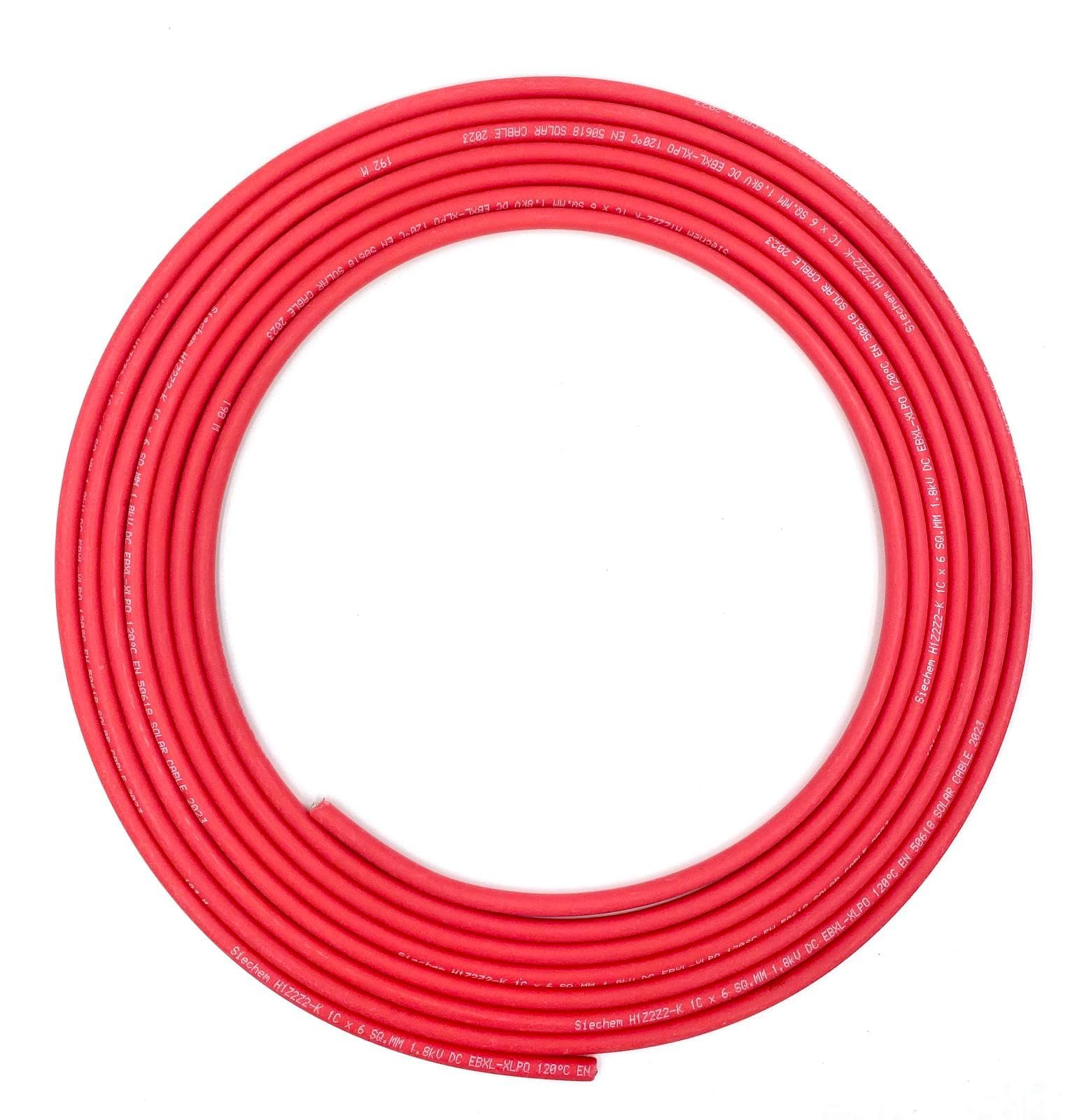Solar Panel PV Cable DC Rated RED 6mm² - Quality Wire by LukAro (15 meters, 6mm² Red)