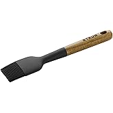 STAUB Pastry Brush, Perfect for Evenly Glazing Pastries and Basting Meats, Durable BPA-Free Matte Black Silicone, Acacia Wood Handles, Safe for Nonstick Cooking Surfaces