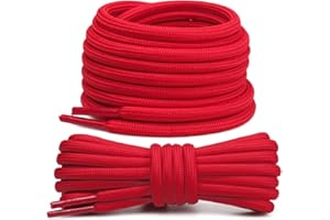Stepace [2 Pairs] Round Boot Shoelaces 3/16" Heavy Duty Shoe Laces for Sneakers Running Athletic Shoes