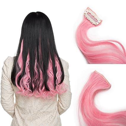 2255cm Extensiones De Cabello Clip Mechas De Colores Fantasía 10 Tirasset Pelo Sintético Natural Para Niñas Muñecas Postizos Pelucas Accesorios