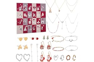 FLVKEV Jewelry Advent Calendar for Adult Girls Women, 24 Days of Christmas Countdown Advent Calendar Xmas Gift Box 2024 New Year Necklace Bracelet Earrings Rings Gifts Calendario de Adviento Joyas Para Mujer