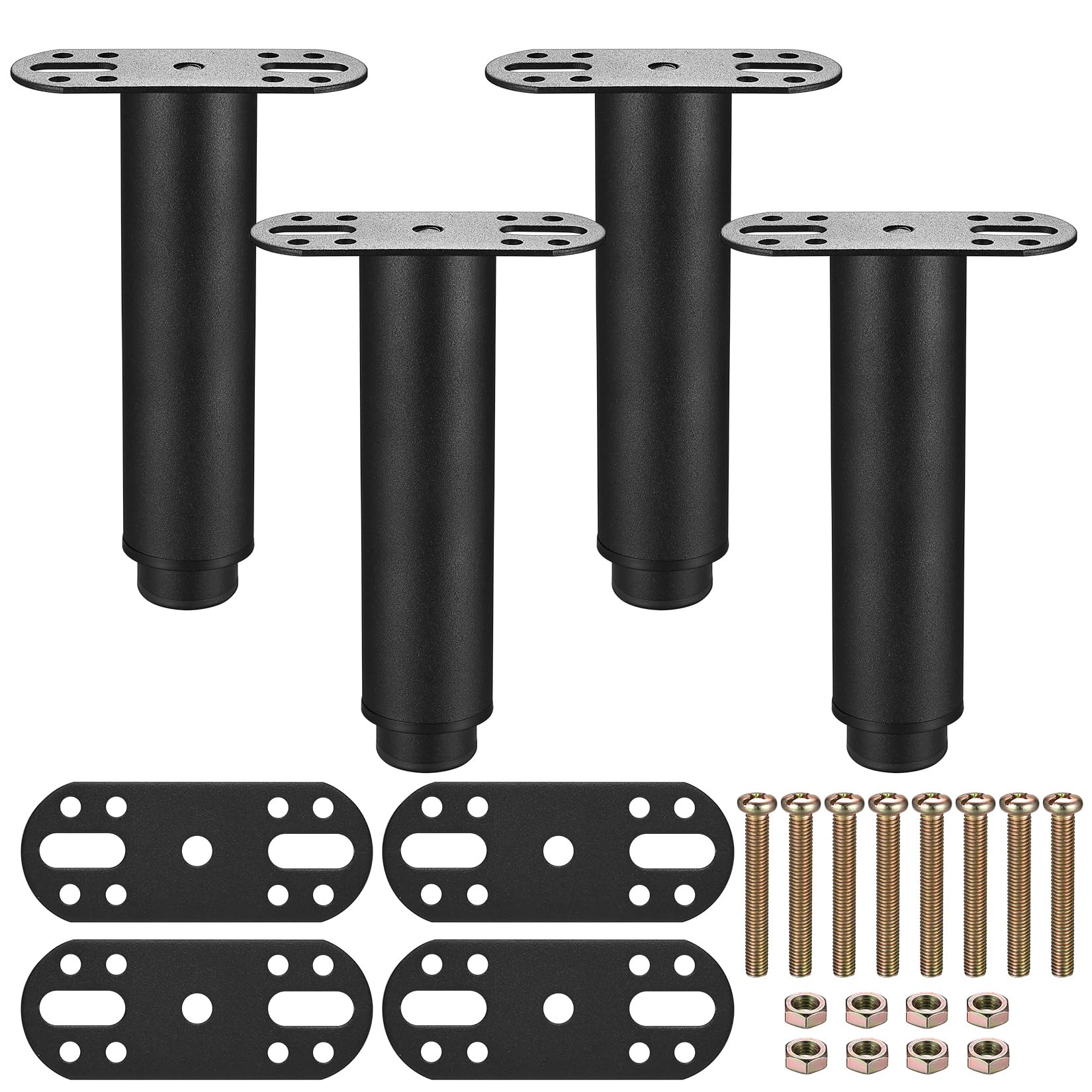 4-Pack Adjustable Furniture Legs - Metal, 5.9"-9.84" Bed Support Feet for Cabinet, Chair, Table & Bed Frame Replacement