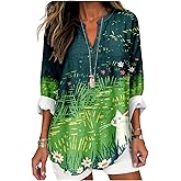 MARSVOVO Cat Shirts for Women Long Sleeve Cute Cat Pullover Graphic Novelty V Neck Blouse Oversized Funny Tunic Tops