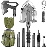 Zune Lotoo Survival Shovel Multitool with Axe, 29 in 1 Unbreakable Tactical Shovel Martensitic Steel kit, Compact Camping Shovel Folding Adjustable 7 Angles for Outdoors Gear Military Tool Gifts
