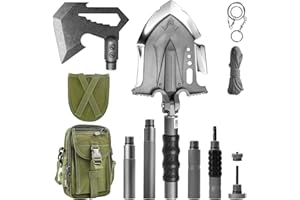 Zune Lotoo Tactical Shovel Axe Survival Multitool 29 in 1 Camping Shovel Folding Upgrade Sets Unbreakable Martensitic Steel A