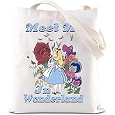 FOTAP Alice Merch Alice Meet Me In Wonderland Inspire Tote Bag Fairy Tales Fans Gift Fairy Tales Handbag Alice Fan Gift
