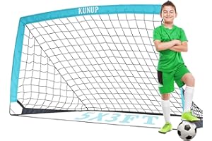 KUNUP Kids Soccer Goal for Backyard, 5×3FT Easy Foldable Soccer Practice Net with Portable Carrying Bags for Toddler Youth Adult Soccer Training Equipment Outdoor Sports Game