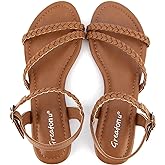 Greatonu Women’s Flat Sandals Slip On Summer Gladiator Open Toe Braided Slingback Shoes