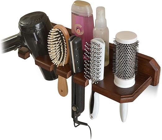 Amazon Com Teslyar Wall Mount Hair Dryer Hanging Rack Organizer
