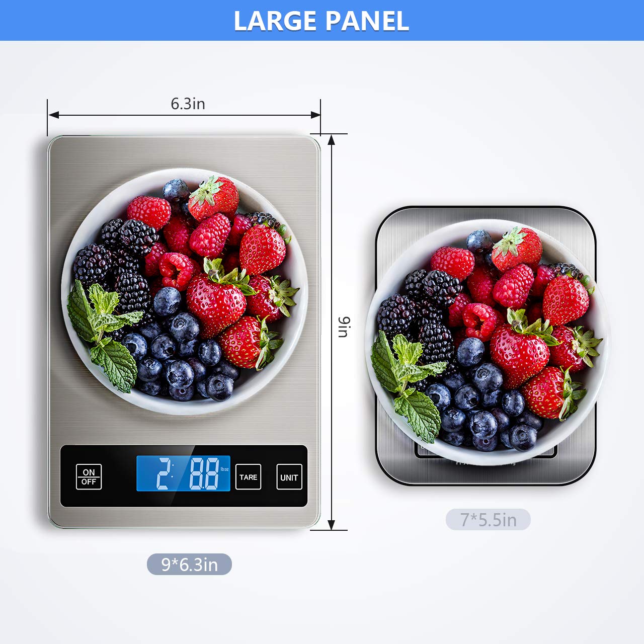 Nicewell Food Scale, 22lb Digital Kitchen Scale Weight Grams and oz for Cooking Baking, 1g/0.1oz Precise Graduation, Stainless Steel and Tempered Glass: Industrial & Scientific