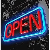 LED Open Sign,Bright Open Sign for Business Window with Remote Control,21x10 inch Large Size,Restaurant,Bar,Retail Shops,Window Storefronts,Salon,12V/2A Power Supply (Rectangle)