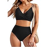 Holipick Women High Waisted Bikini Set Two Piece Swimsuits Push up Wrap Swim Suits Top Tummy Control Bathing Suit