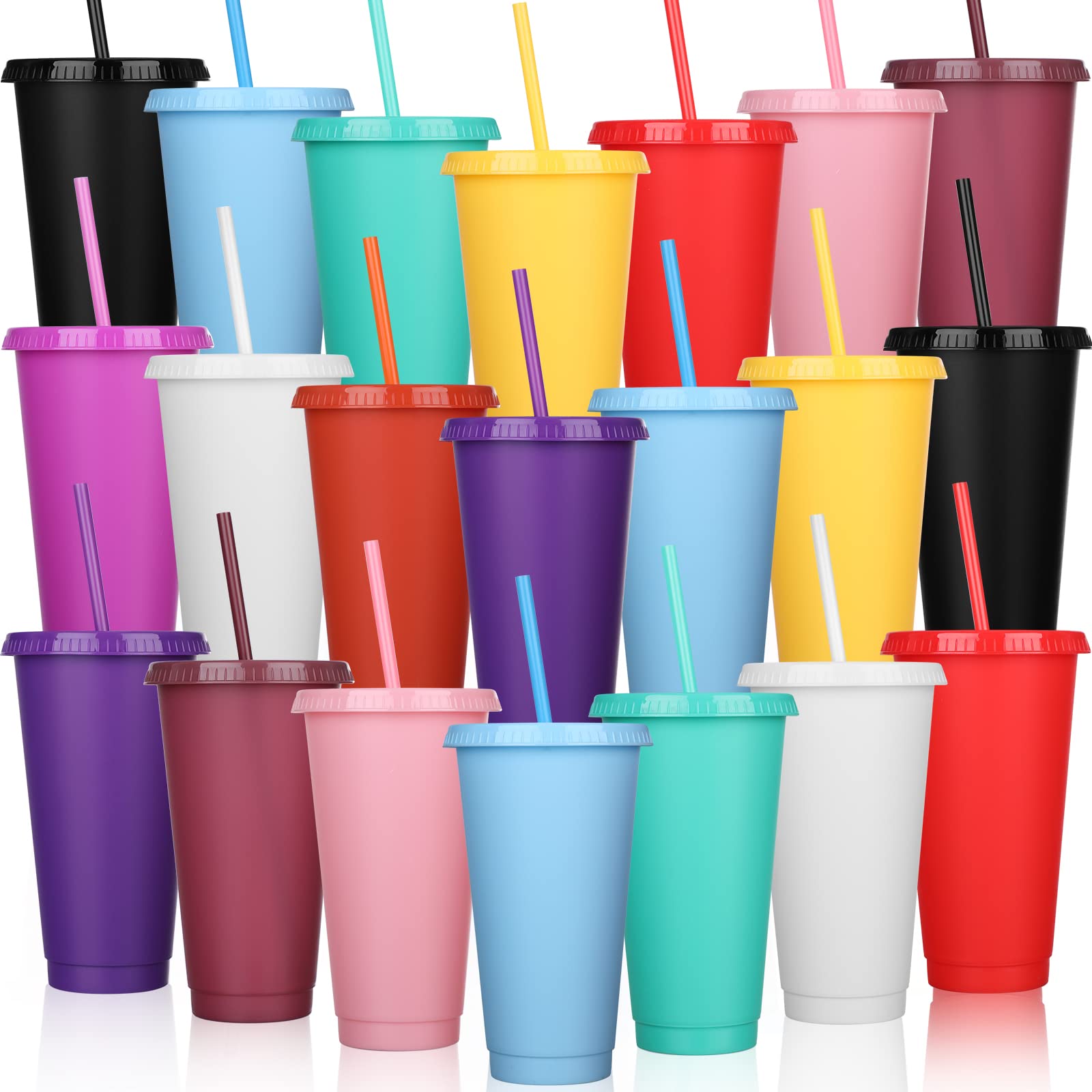 Photo 1 of *** missing lids and straws cups only***
Honeydak 30 Pack Tumbler with Straw and Lid Bulk Water Bottle Iced Coffee Travel Mug Cup Reusable Plastic Cups for Party Birthdays 24-27 oz (Solid Color)