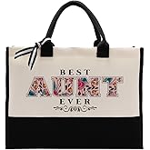 Cotton Canvas Tote Bag for Women, Canvas Tote Bag for Gifting, Totes Bags Gift for Aunt, Best Aunt Ever Gifts Travel Bags