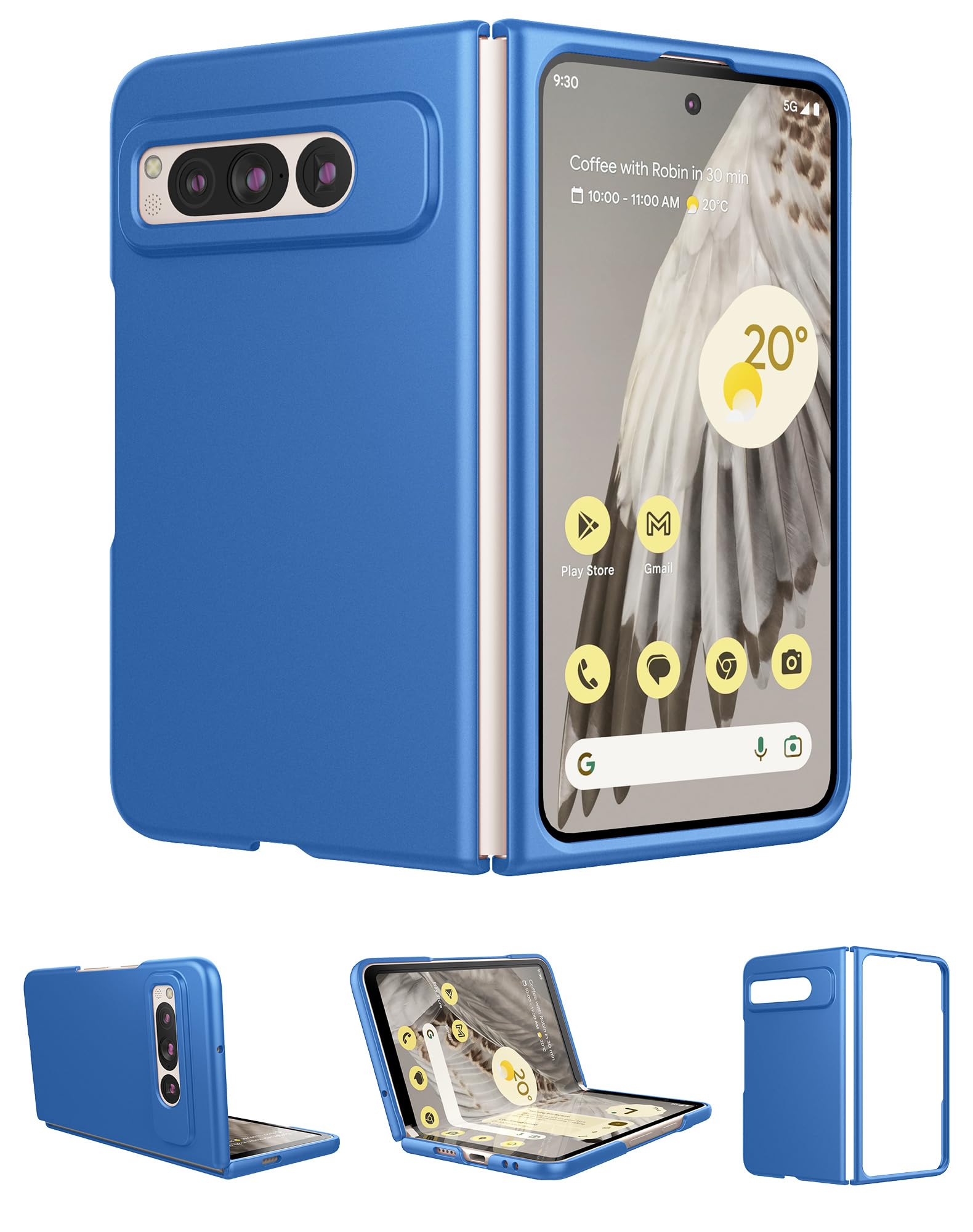 Foluu Google Pixel Fold 2023 Case, Ultra Thin Slim Fit Matte PC Protective Cover with Non-Slip Grip, Blue