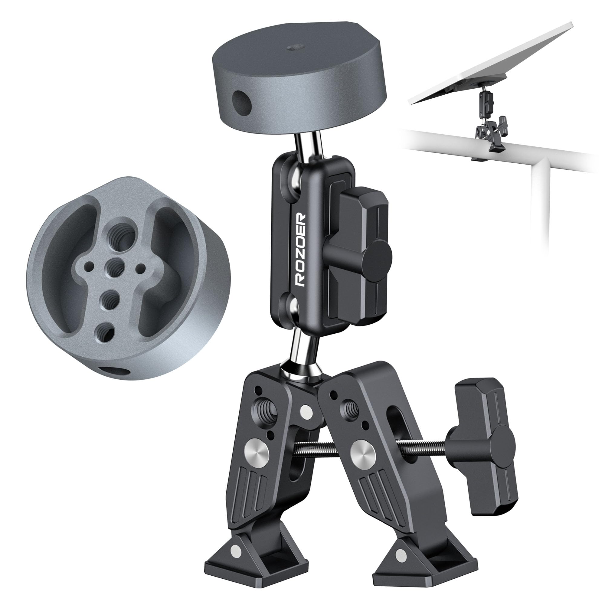 Photo 1 of [2025 New Version] ROZOER Clamp Mount for Starlink Mini - 360 Degree All Metal Aluminum Alloy, Square and Round Tube RV Ladder Pole Mount, Adjustable for RV/Yacht/Guardrails