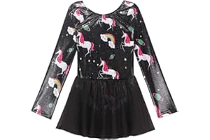 EQSJIU Gymnastics Skirted Leotards for Girls Ballet Tutu Dance Dress Leopard Mermaid Unicorn Gymnastic Skirt