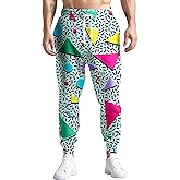 80s 90s Mens Joggers Pants Sports Funny Workout Running Printed Retro Sweatpants Casual Track Pants with Pockets