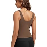 ODODOS Cloud Feeling Tank Bra for Women U Back Wirefree Longline Sports Bra Yoga Top with Removable Pads