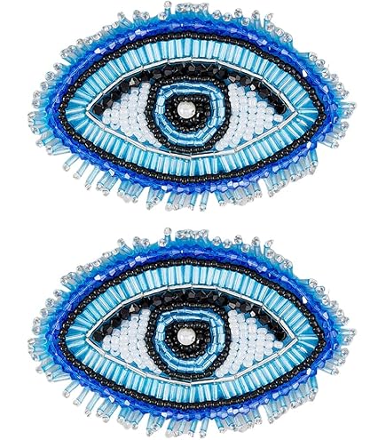 4-Pack Evil Eye Patches - Beaded Rhinestone Appliques For Jackets, Jeans & Bags