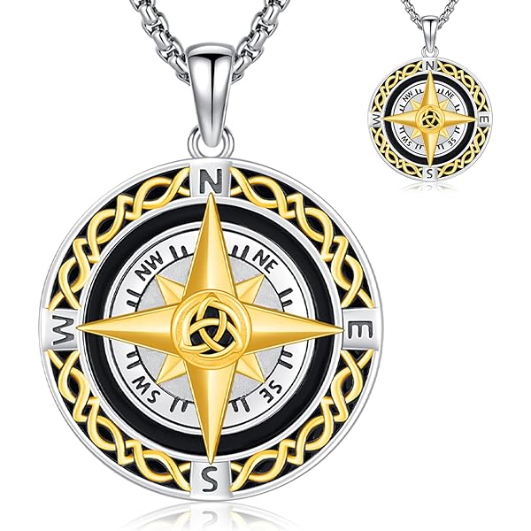 Compass Necklace 925 Sterlng Slver Compass Pendant North Star