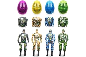 QINGQIU 4 Pack Jumbo Soldier Deformation Easter Eggs with Toys Inside for Kids Boys Girls Easter Gifts Easter Basket Stuffers Fillers