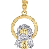 10kt Gold Two-Tone Textured Womens Jesus Religious Charm Pendant