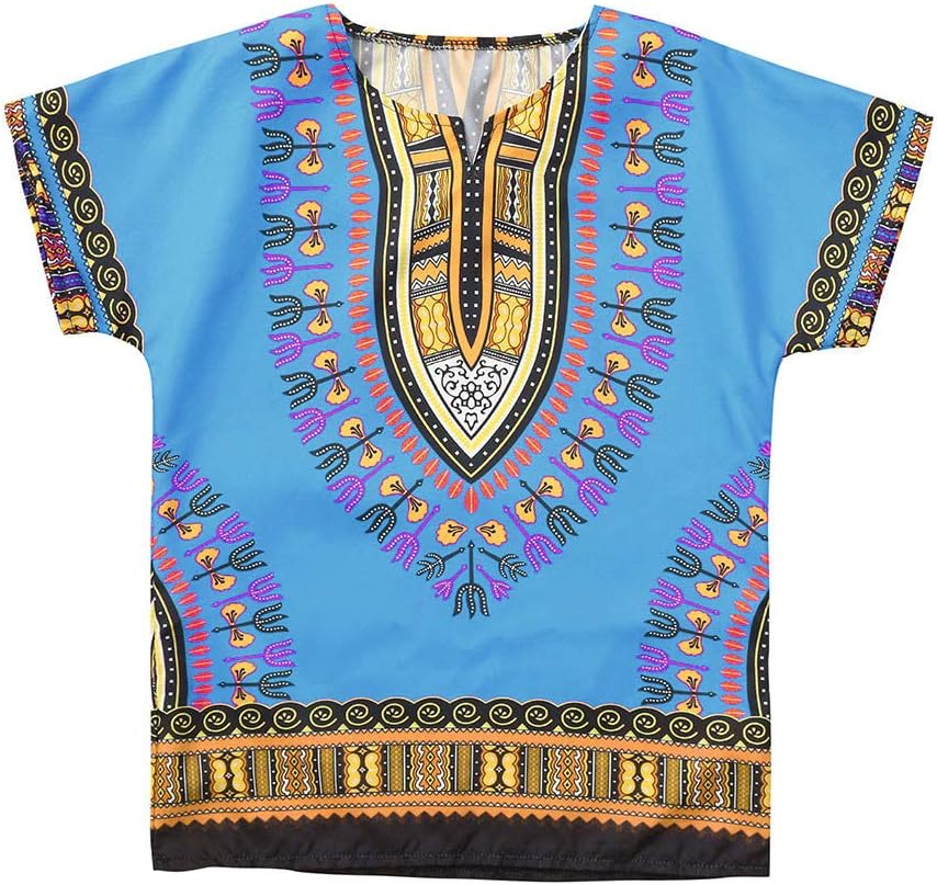 Julhold Boy Girl Kids Baby Fashion Leisure Unisex Bright African Colour Child Dashiki Cotton T Shirt Tee Tops 2-7 Years