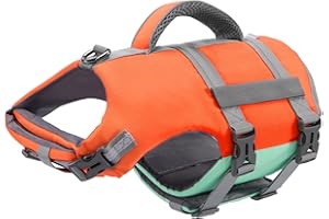 WAKYTU Dog Life Jacket for Small Medium Large Dogs Boating, Swimming Vest for Dogs High Flotation with Reflective Stripes,Removable Float,Adjustable Dog Life Vest,S