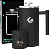 Coffee Gator French Press Coffee Maker- Insulated, Stainless Steel Manual Coffee Makers For Home, Camping w/ Travel…