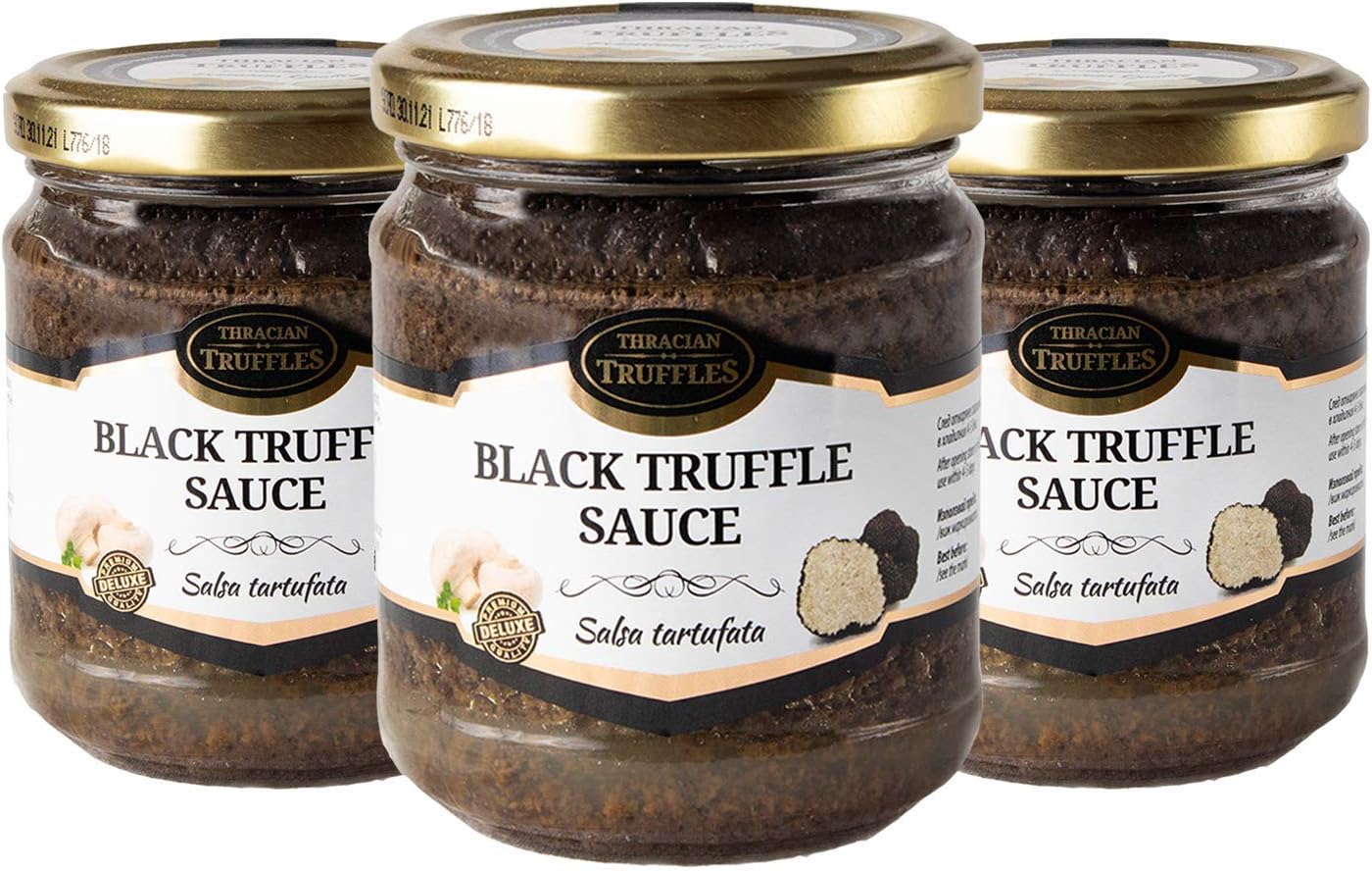 Black Summer Truffle Tuber aestivum Luxury Gourmet Food Sauce Pasta, Ideal for Meat, Grilled Bread, omelets, Pasta, Risotto, Sushi (3 x 80g)