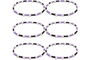 Liliaafar 6 Pcs Baseball Beaded Necklace for Teenager Bling Rhinestone Clay Beaded Necklace Gifts for Sports Team Fans