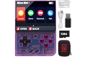 ASTARAMA Miyoo Mini Plus Handheld Game Console with Hard Case, 3.5 Inch IPS Screen Retro Video Game Console, Built-in 128G TF Card 15000+ Games & 3000mAh Battery, Support WiFi