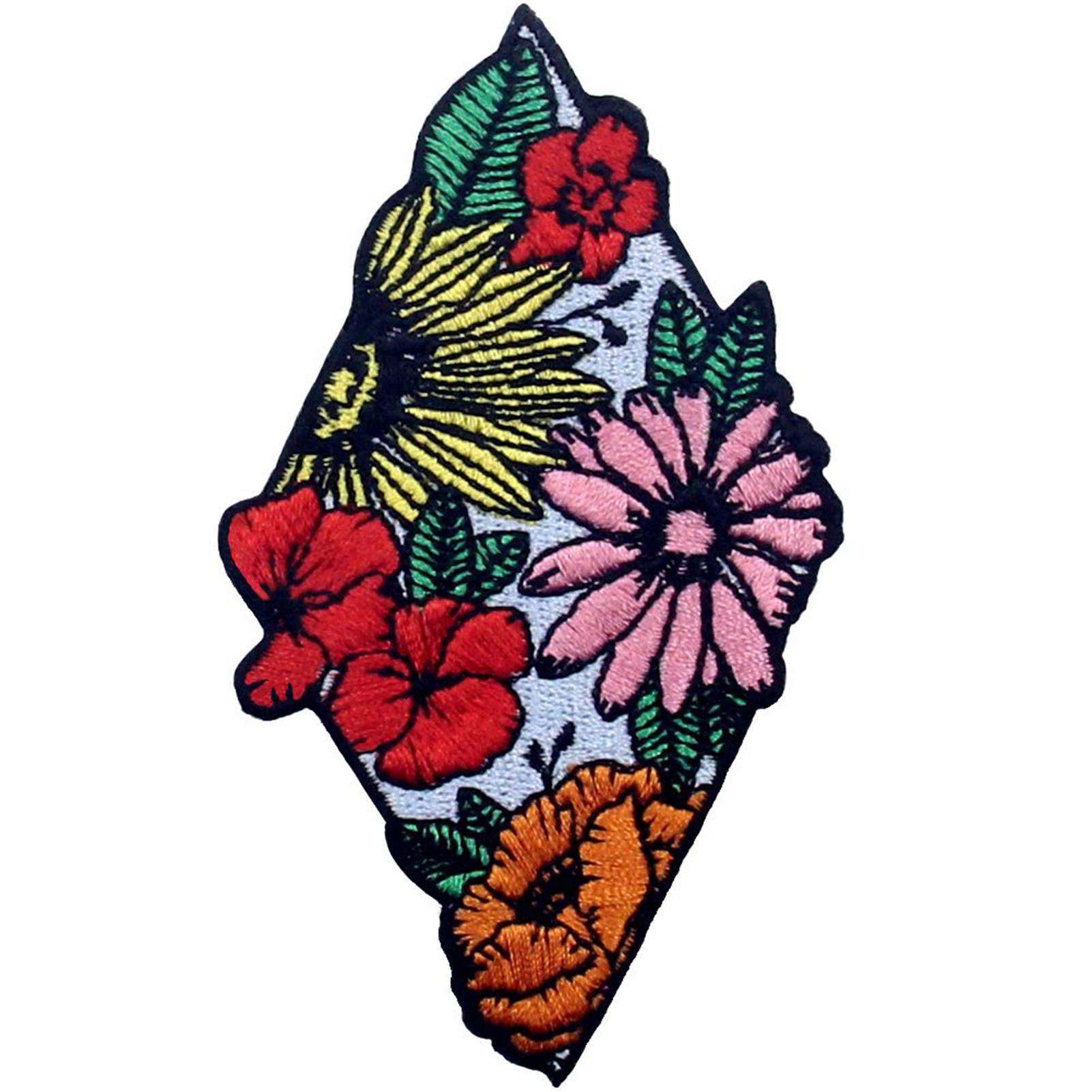 Zegin Beautiful Colorful Flowers Patch Embroidered Applique Badge Iron On Sew On Emblem