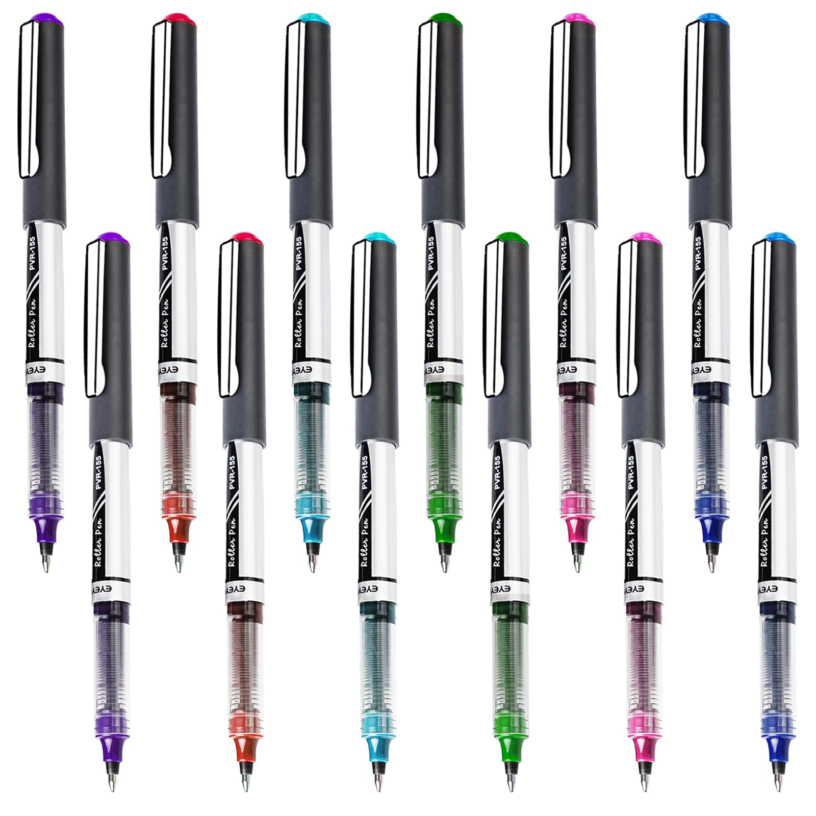 Photo 1 of EYEYE 0.7mm Rollerball Pens Medium Point, 12 Pack 6 Colors Roller Ball Pen Quick Dry, Liquid Ink Pens Fine Point Smooth Writing Pen for Journaling, Note Taking, Office, School Supplies