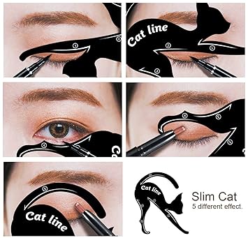 Aurinko Reusable Eyebrow Card Eyebrow Shaping Stencil Sticker Eye Brow Eyeliner Kajal Shaping Template Make Up Cat Line