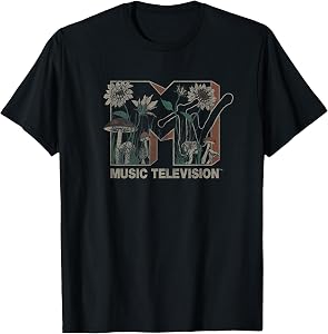 MTV Music Television Wild Flower Mushrooms MTV Logo T-Shirt Small