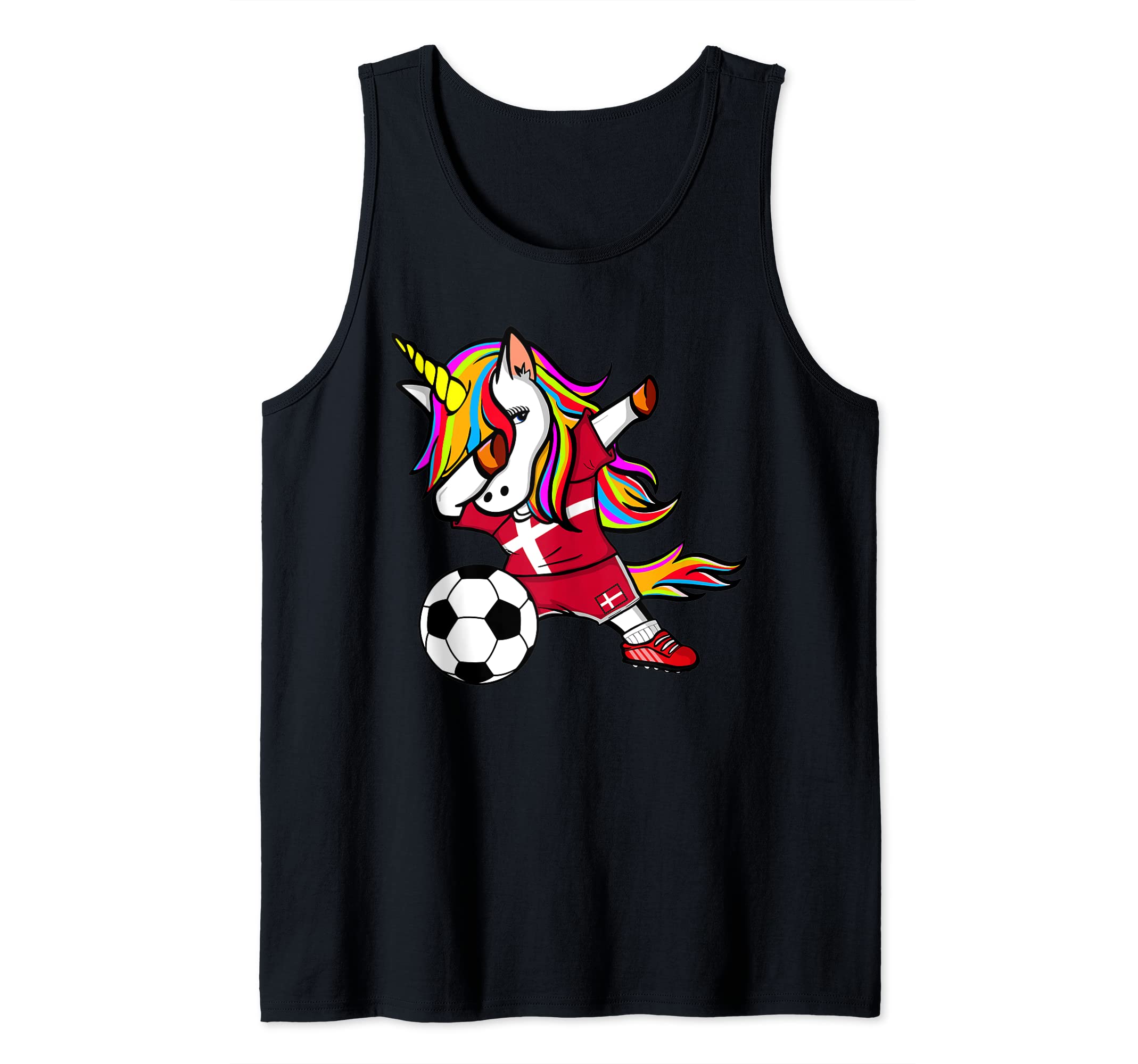 Dabbing Unicorn Denmark Soccer Fans Jersey Danish Football Tank Top