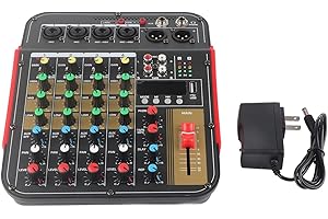 Professional Mixing Console, MP3 Independent Volume Control Metal Digital 3 Band EQ 4 Channel Audio Mixer Controller for Reco