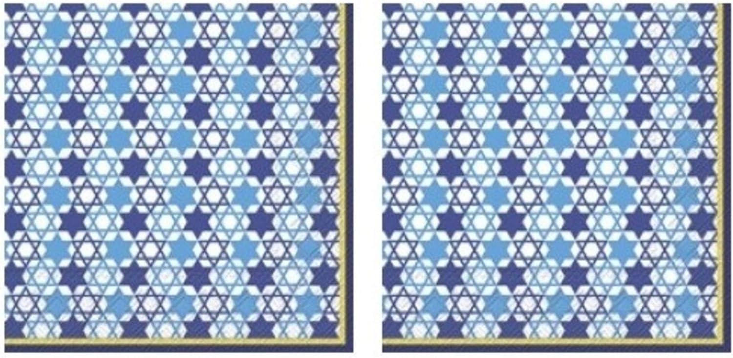 Festival of Lights Hanukkah 3-Ply Paper Cocktail Napkins 40-Count, Holiday Barware Beverage Serviettes