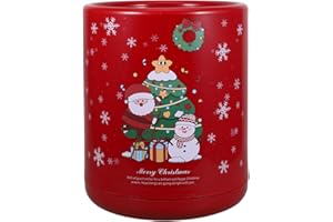 MUSISALY Christmas Decorative Trash Can Plastic Waste Basket Round Garbage Bin for Bathroom Kitchen Office