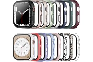Haojavo 16 Pack Case for Apple Watch Series 9 Series 8 Series 7 41mm with Tempered Glass Screen Protector, Hard PC Ultra-Thin Scratch Resistant Bumper Protective Cover for iWatch 41mm Accessories